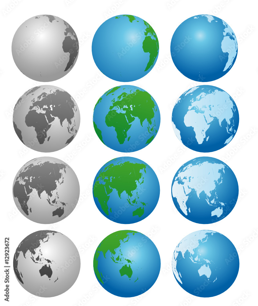 globes in different colors globes in different colors