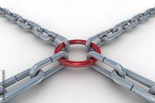 Chain fastened by a red rin...
