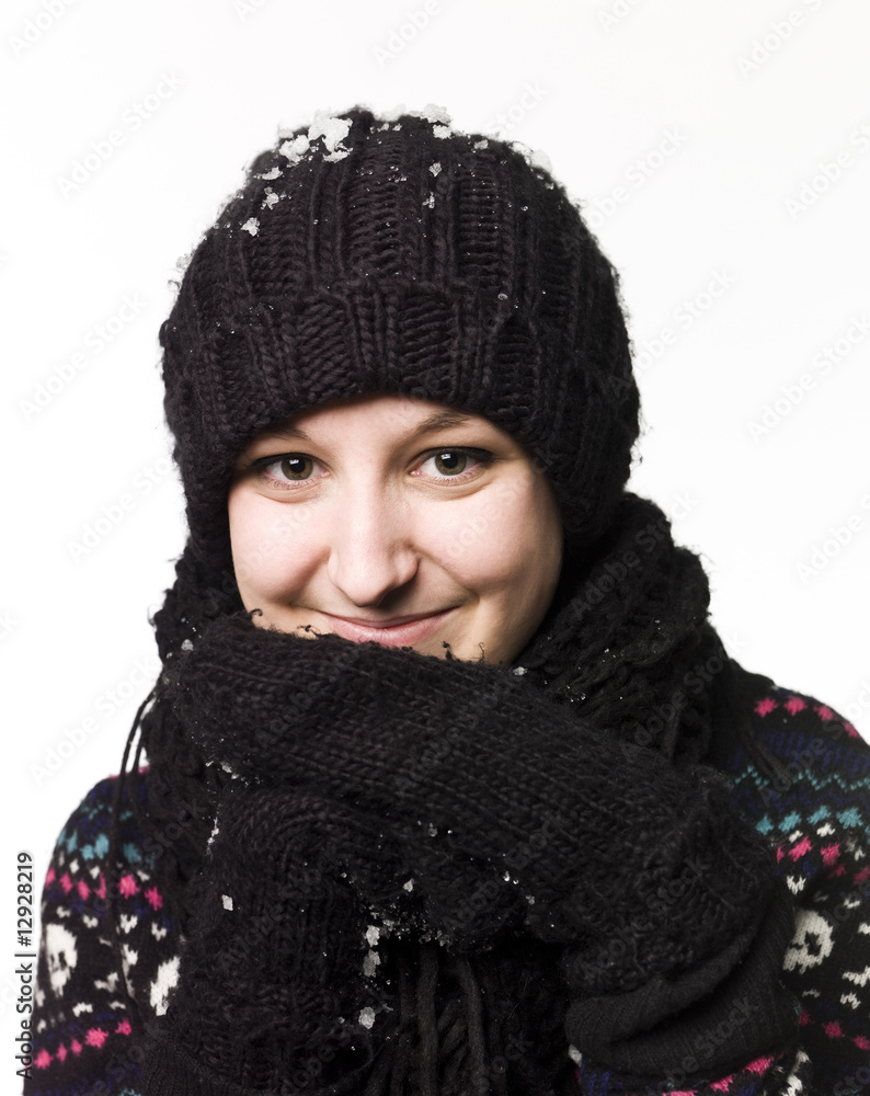 Woman with cap and gloves Woman with cap and gloves