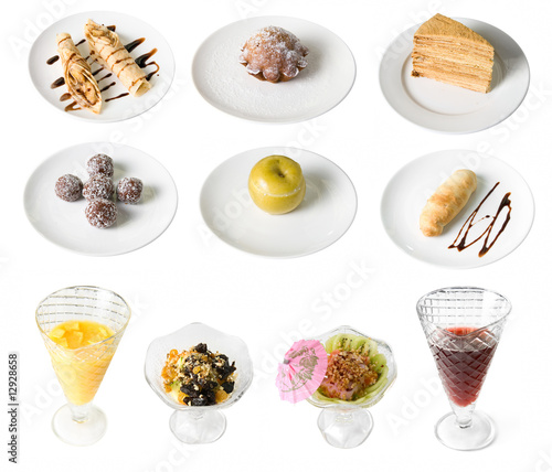 Set of desserts