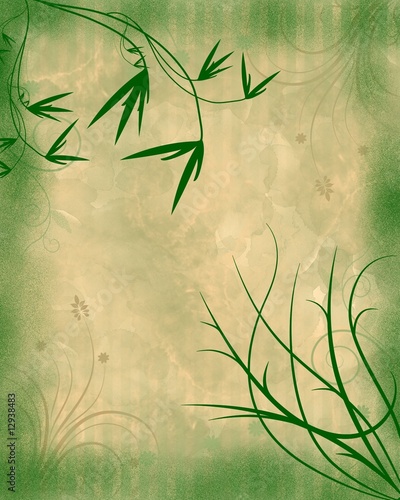 FOND FLORAL PARCHEMIN VERT