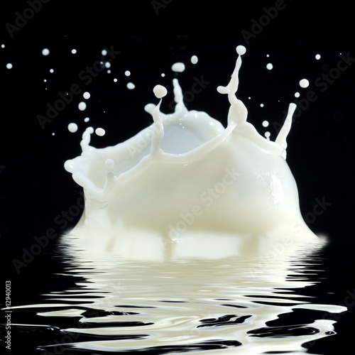 Milk splash and reflection