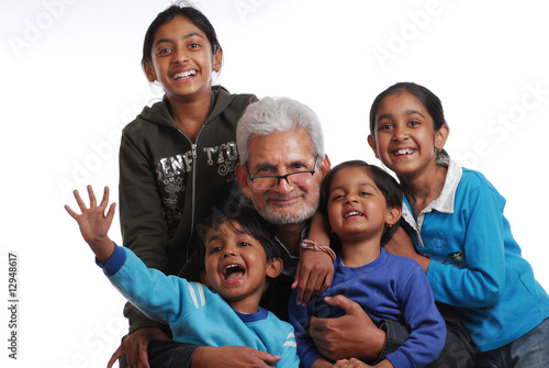 Canvastavla Happy family in casual dress