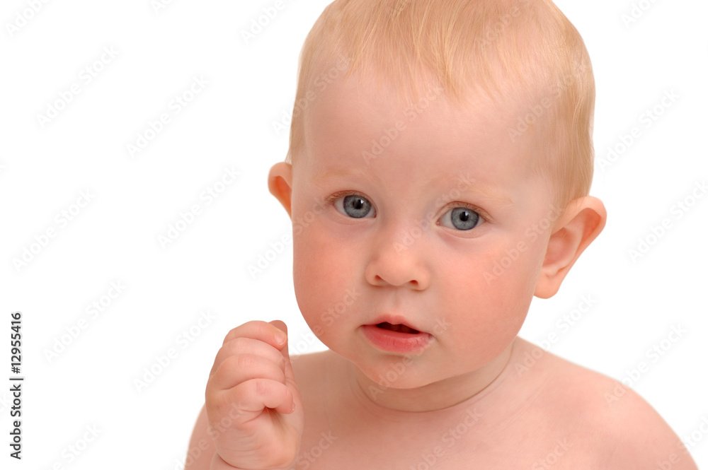 Portrait of the child on a white background Portrait of the child on a white background