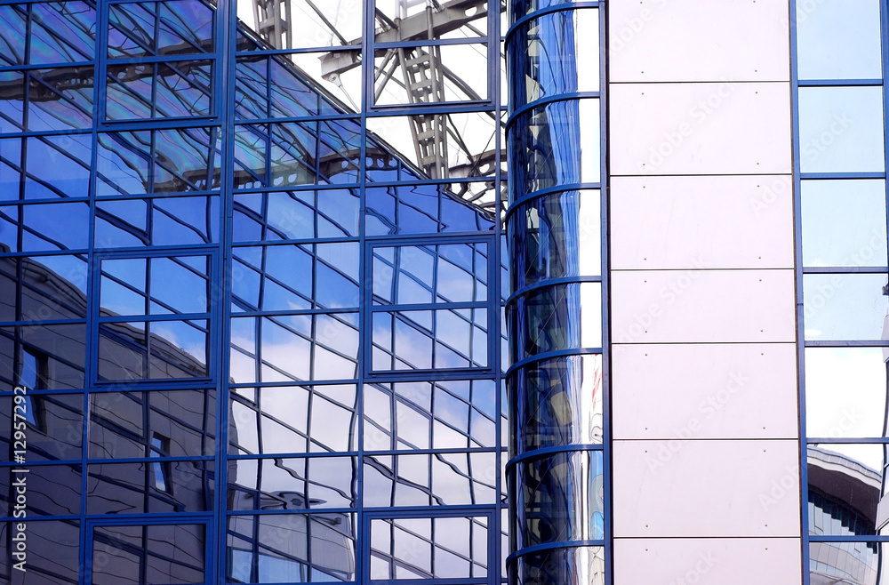 business building on blue sky background