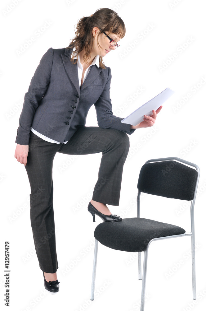 Young beautiful woman reading documents Young beautiful woman reading documents