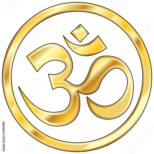 Hindu Om Icon in Textured Gold
