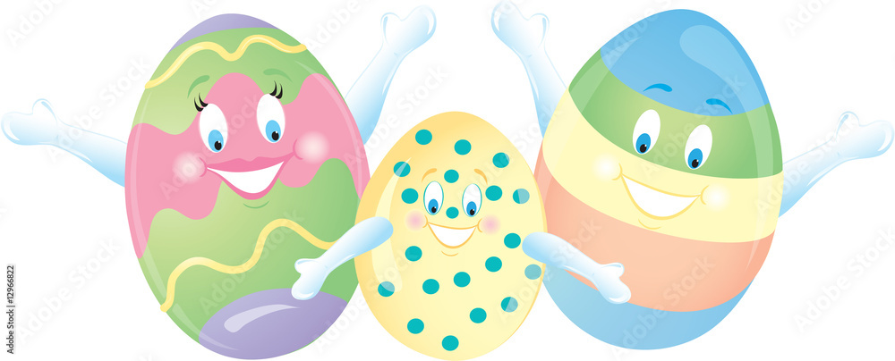 Naklejka premium Easter egg family