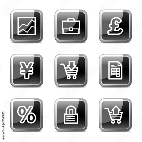 Arrows web icons, black square glossy buttons series
