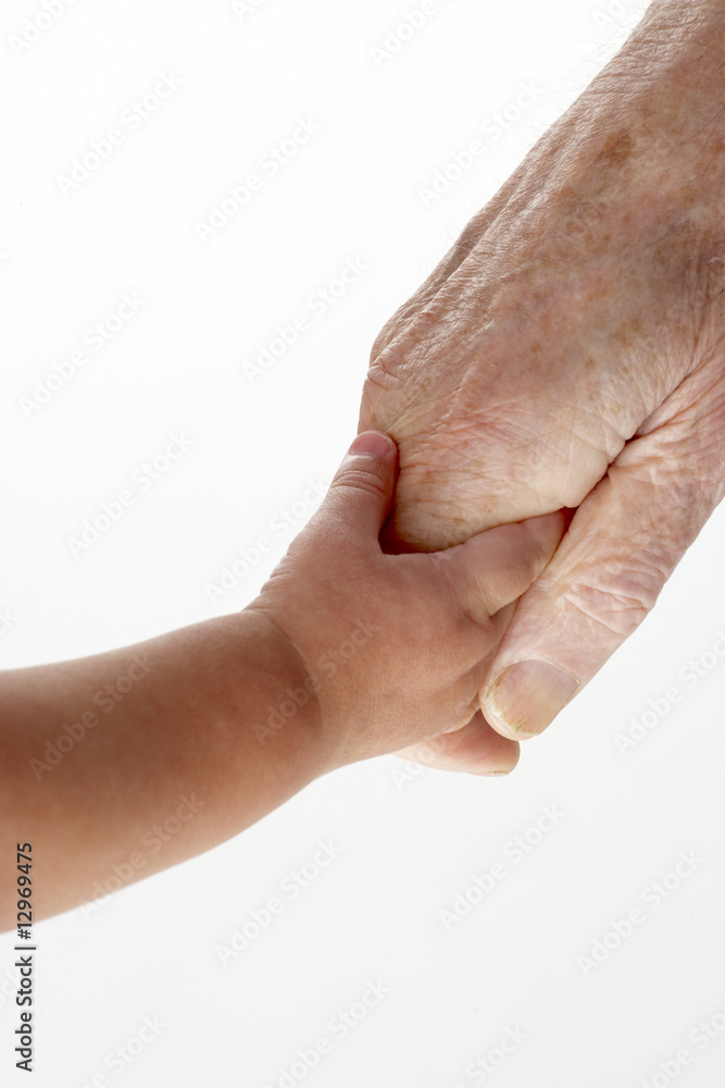 Fototapeta premium Grandfather and granddaughter holding hands