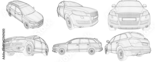 3D wire-frame car HD