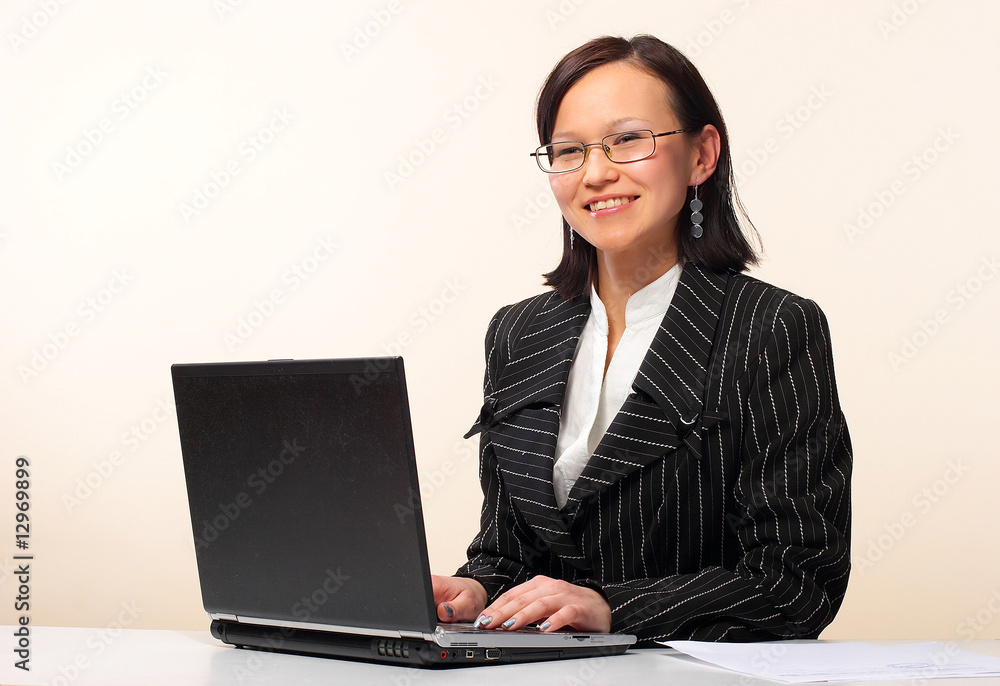 The woman with laptop The woman with laptop