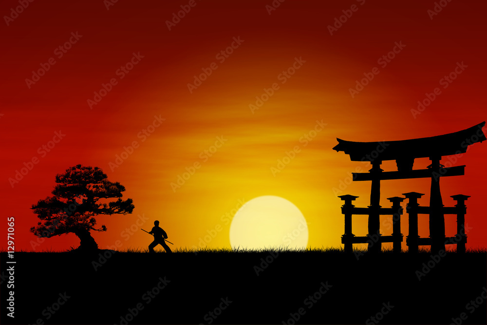 Obraz premium Japoński zachód słońca