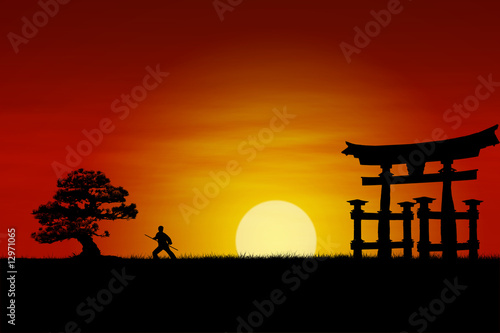 Wallpaper Mural Japanese Sunset