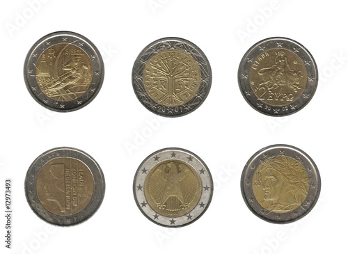 Germany, France, Netherlands, Greece and italy 2 euro coins