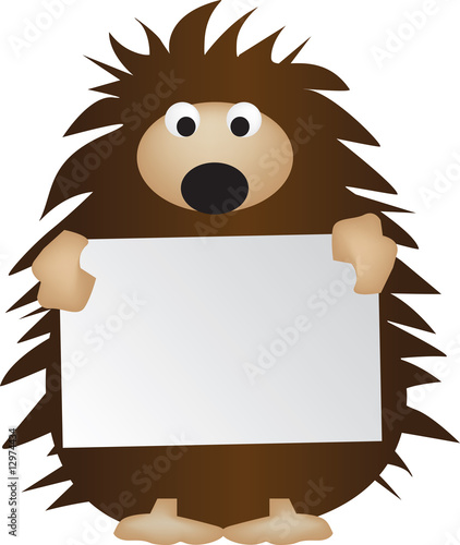 hedgehog holding sign