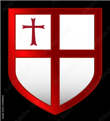 Cross of St George on a shield on black