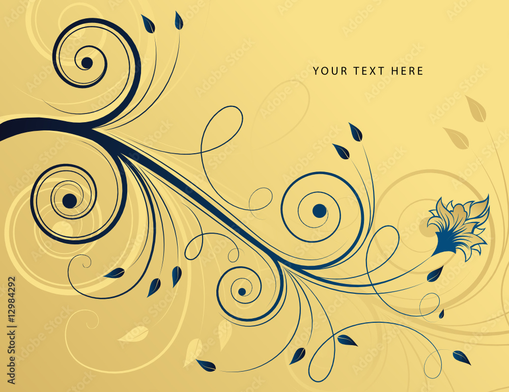 abstract gold-blue floral background with space for text abstract gold-blue floral background with space for text