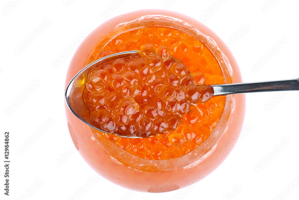 Small spoon and bowl with caviar (View from above) Small spoon and bowl with caviar (View from above)