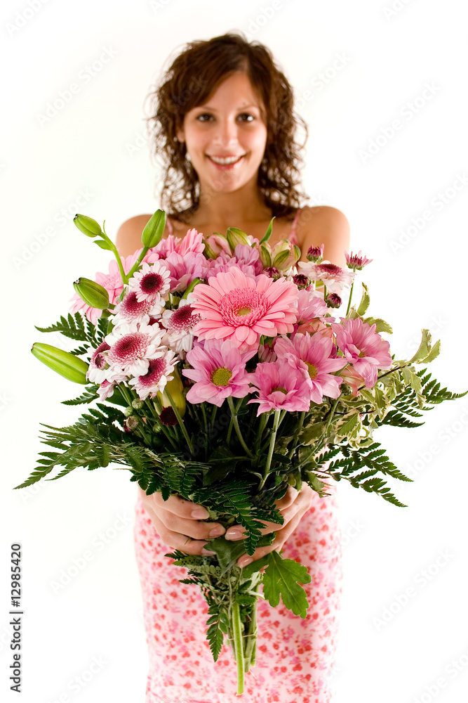 Frau mit Blumenstrauss Frau mit Blumenstrauss