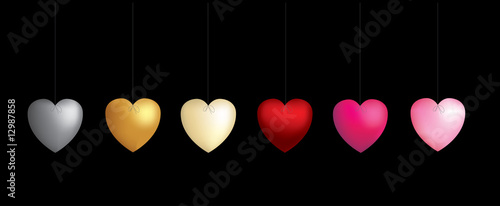 Hearts on strings black background