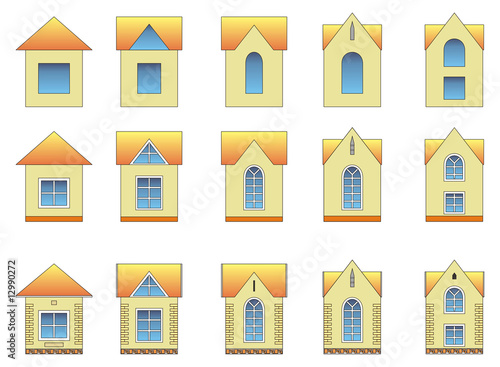 Set of different style house images with different detailing