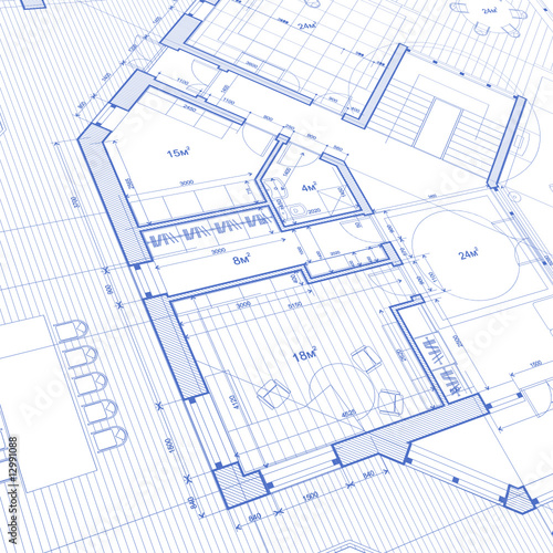 architecture blueprint: abstract house plan - vector background