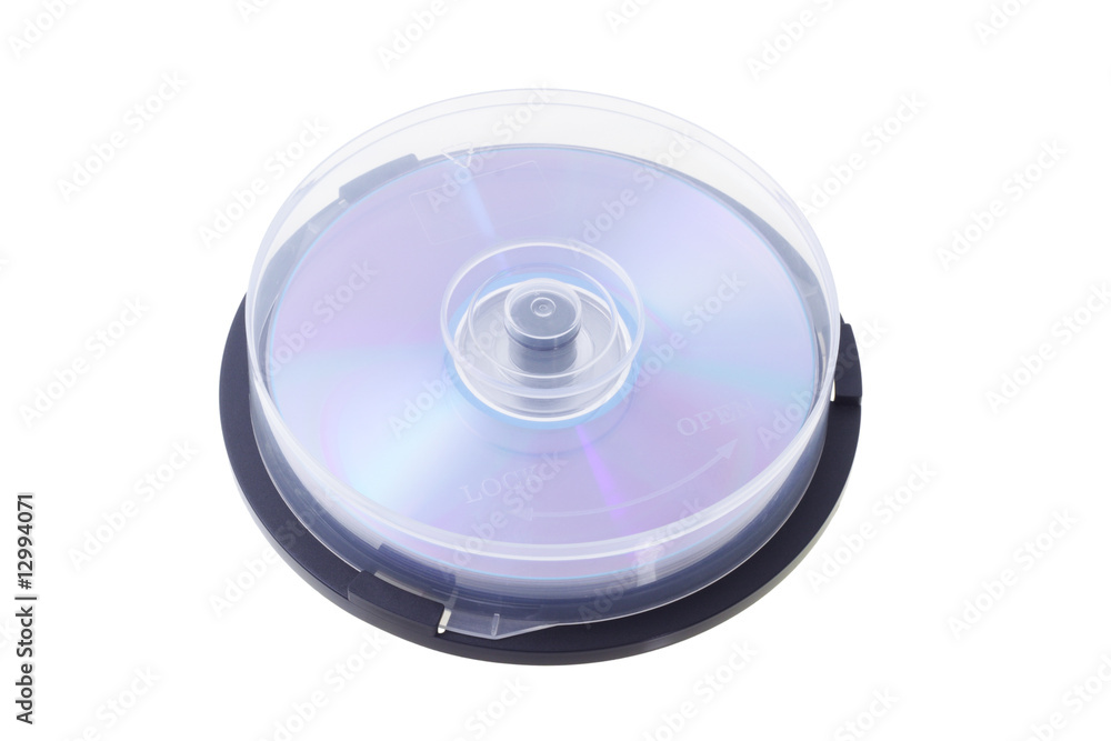Compact disks in round plastic case Compact disks in round plastic case