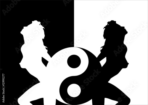 Woman Erotic Silhouette In Ying Yang Tattoo