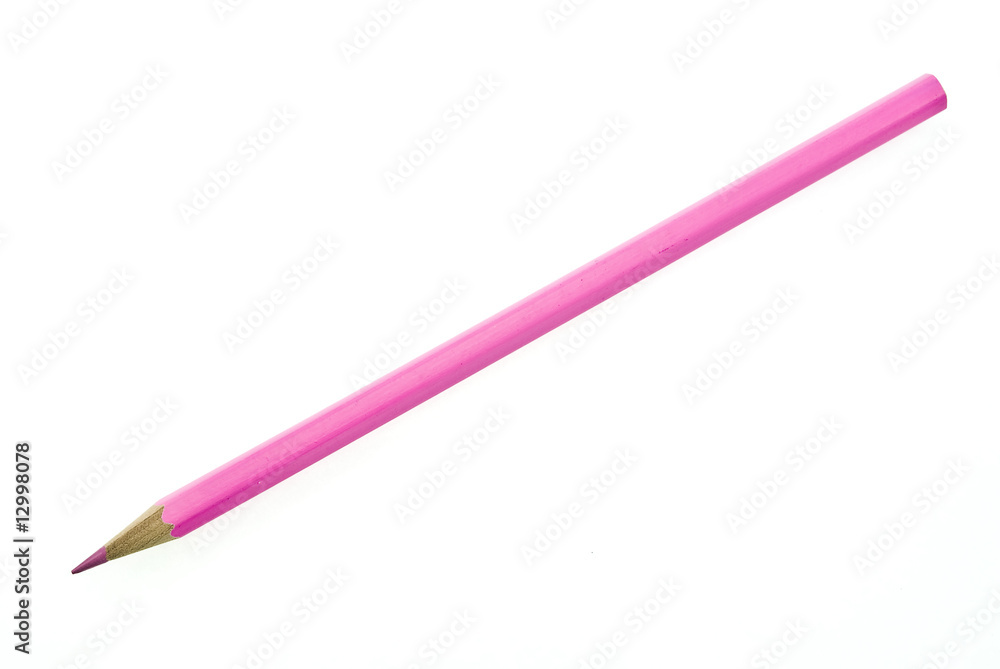 Pink pencil isolated on white