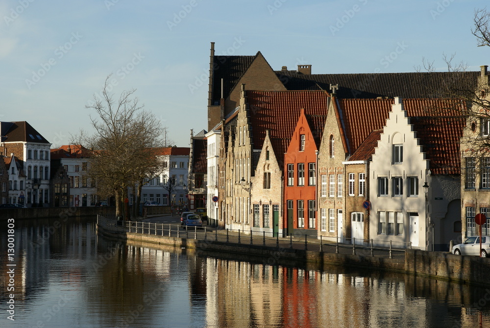Naklejka premium Brügge Belgien Langerei Grachte