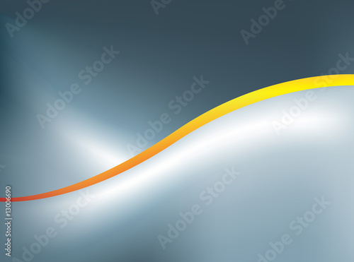 silver background with thin orange swoosh