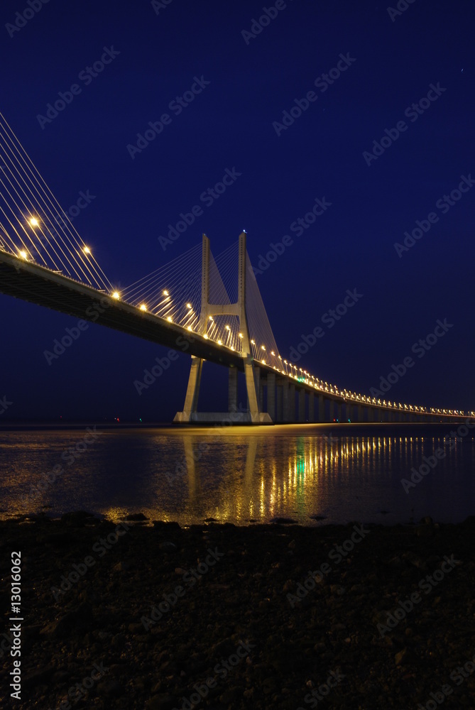 'Vasco da Gama' Bridge over River 'Tejo' in Lisbon (Night)