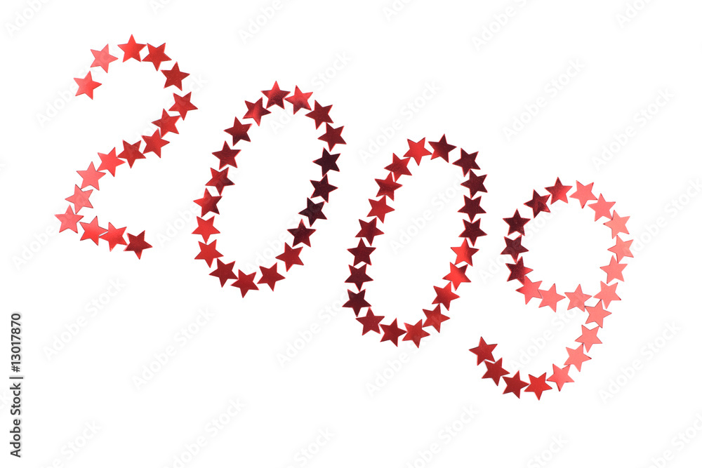 new year 2009 made of red stars isolated new year 2009 made of red stars isolated