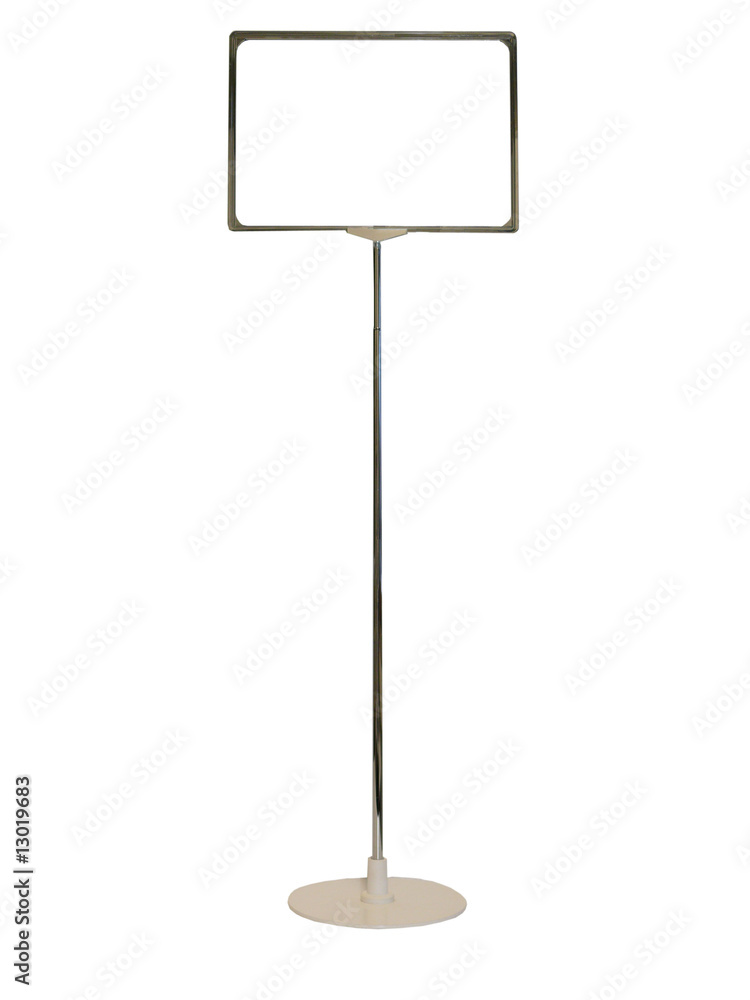 Standtafel aus Metall mit weißem Fuß Standtafel aus Metall mit weißem Fuß