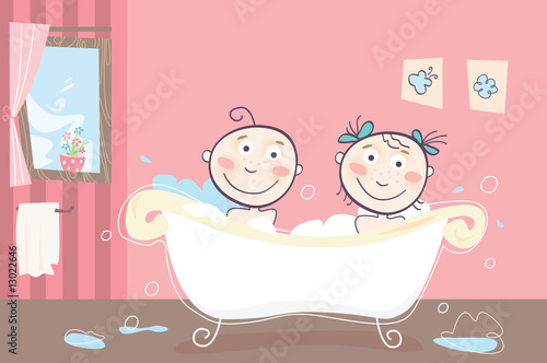 Children's bath. Vector illustration.