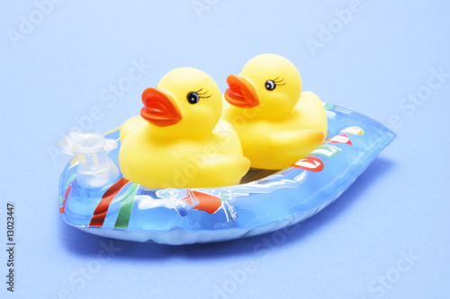 Rubber Ducks on Inflatable Boat photo