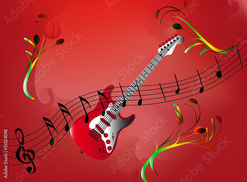 music notes and instrumental background - design element