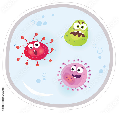 Germs under the microscope. Vector Illustration.