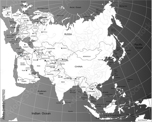 Political map of Eurasia