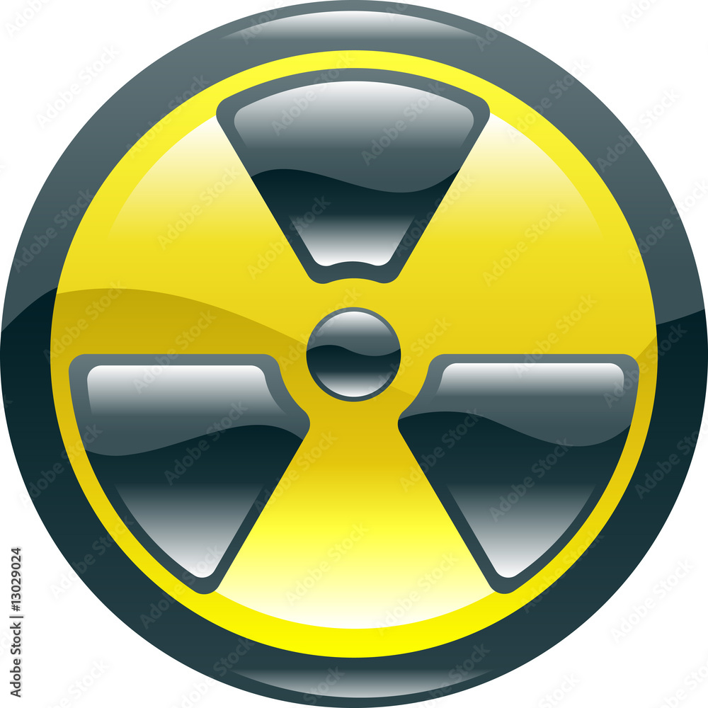 Fototapeta premium Glossy shint radiation symbol icon