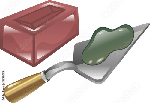 Brick mortar and trowel illustration