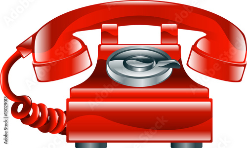 Shiny red old fashioned phone icon