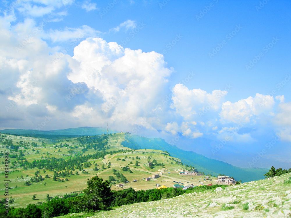 Fototapeta premium beautiful landscape (big mountain and blue sky)