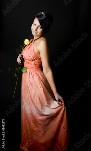 sexy young woman dress with rose flower