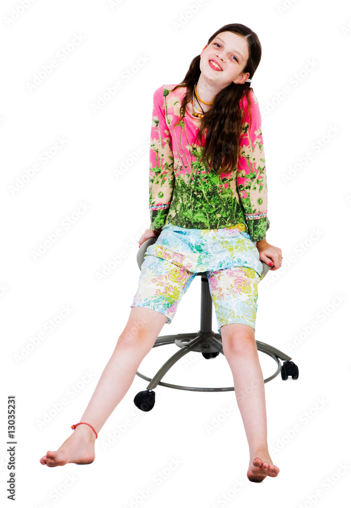 Fototapeta premium Girl Sitting On A Chair