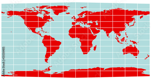 Weltkarte in Rektangularprojektion