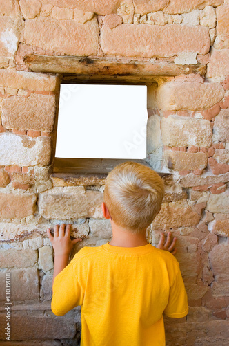 Boy Looks thru CopySpace Ready Window