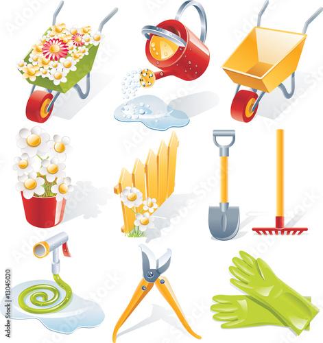 Vector gardening icon set