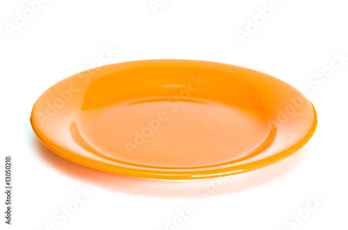 orange plate on white background